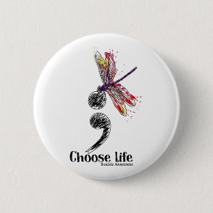 Badge Rond 5 Cm Choisir une libellule colorée de sensibilisation a