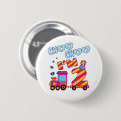 Badge Rond 5 Cm Choo Choo I m 2 2e train d'anniversaire (Devant & derrière)