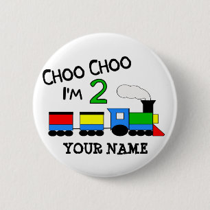 Badge Rond 5 Cm Choo Choo j'ai 2 ans ! Avec le TRAIN