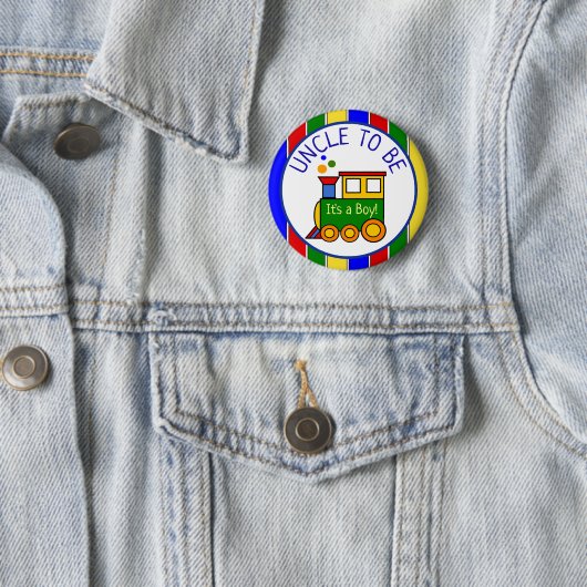 Badge Rond 5 Cm Choo Choo Train Baby shower oncle à être (En situation)