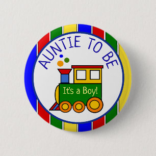 Badge Rond 5 Cm Choo Choo Train Baby shower Tante à être