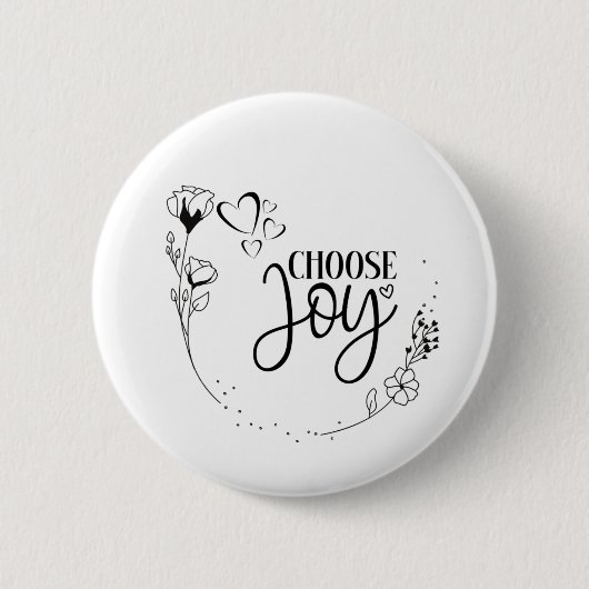 Badge Rond 5 Cm "Choose Joy!" - Script Positive Quote Inspiration (Devant)
