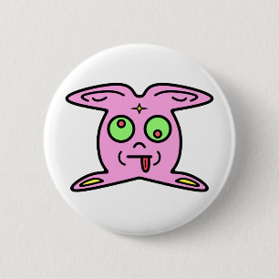 Badge Rond 5 Cm Chose de lapin rose mignonne créature bizarre