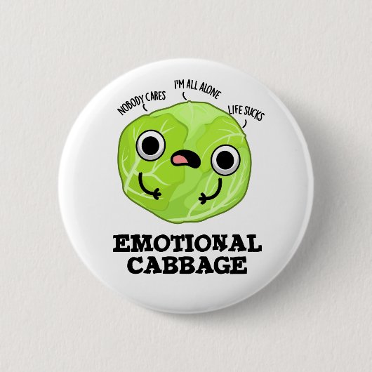 Badge Rond 5 Cm Chou émotionnel amusant Veggie Pun (Devant)