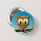 Badge Rond 5 Cm Chouette à caricature au papier (Devant & derrière)