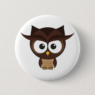 Badge Rond 5 Cm Chouette Brown