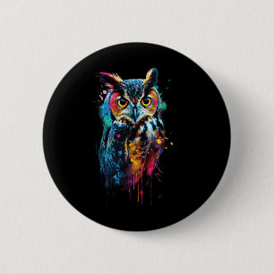 Badge Rond 5 Cm Chouette colorée