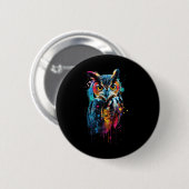Badge Rond 5 Cm Chouette colorée (Devant & derrière)