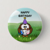 Badge Rond 5 Cm Chouette d'anniversaire (Devant)