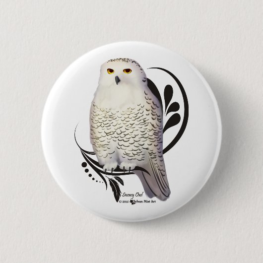 Badge Rond 5 Cm Chouette des neiges (Devant)
