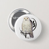 Badge Rond 5 Cm Chouette des neiges (Devant & derrière)