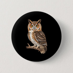 Badge Rond 5 Cm Chouette drôle illustration réaliste d'oiseau perc