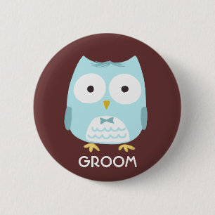 Badge Rond 5 Cm Chouette en train de porter une Cravate de chou