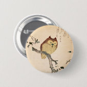 Badge Rond 5 Cm Chouette et magnolia - Kobushi ni mimizuku (Devant & derrière)