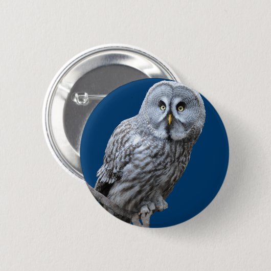 Badge Rond 5 Cm Chouette grise (Devant & derrière)