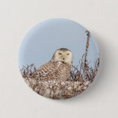 Badge Rond 5 Cm Chouette neige assise sur la plage (Devant)