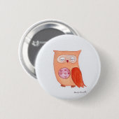 Badge Rond 5 Cm Chouette orange (Devant & derrière)