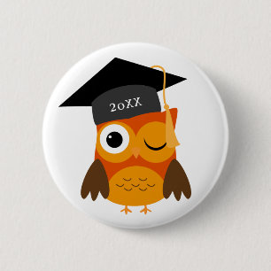 Badge Rond 5 Cm Chouette orange mignonne Promotion personnalisée