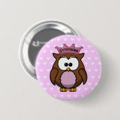 Badge Rond 5 Cm chouette princesse (Devant & derrière)
