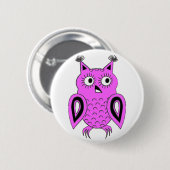 Badge Rond 5 Cm Chouette rose (Devant & derrière)