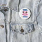 Badge Rond 5 Cm Chouette rose mignonne et crayon, je suis un Pré K (En situation)