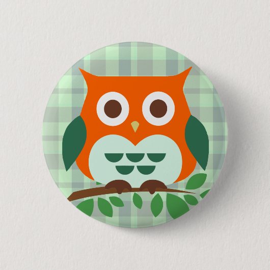 Badge Rond 5 Cm Chouette sur une branche (Devant)