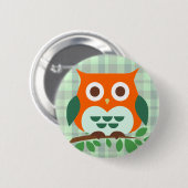 Badge Rond 5 Cm Chouette sur une branche (Devant & derrière)