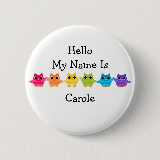 Badge Rond 5 Cm Chouettes arc-en-ciel (Devant)