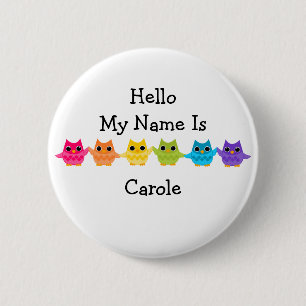 Badge Rond 5 Cm Chouettes arc-en-ciel