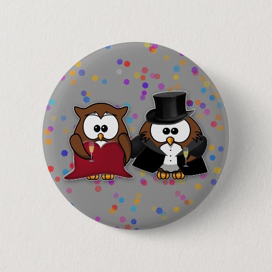Badge Rond 5 Cm chouettes de champagne (Devant)