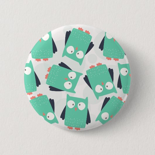 Badge Rond 5 Cm Chouettes lunaires turquoises (Devant)
