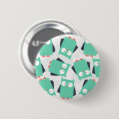 Badge Rond 5 Cm Chouettes lunaires turquoises (Devant & derrière)