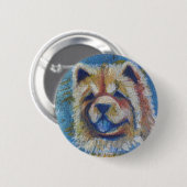 Badge Rond 5 Cm Chow Chow Abstrait (Devant & derrière)
