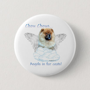 Badge Rond 5 Cm Chow Chow Angel - Bouton