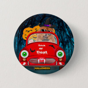 Badge Rond 5 Cm Chow Chow Chig Conduire voiture effrayant Hallowee