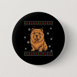 Badge Rond 5 Cm Chow Chow Sweat de Noël Xmas Animal chien chien Lo