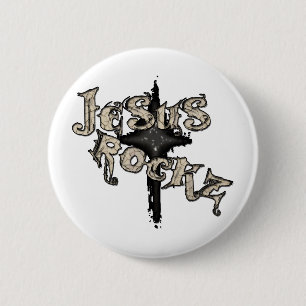 Badge Rond 5 Cm Chrétien de Jésus Rockz