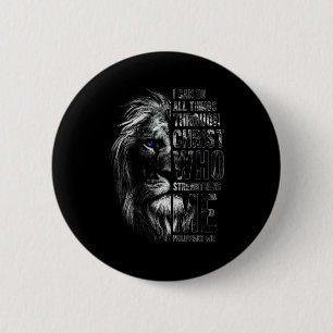 Badge Rond 5 Cm Chrétien Je peux faire toutes choses par le lion C