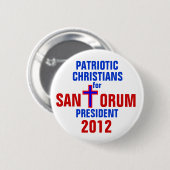 BADGE ROND 5 CM CHRÉTIENS PATRIOTES DE BOUTON DE RICK SANTORUM (Devant & derrière)