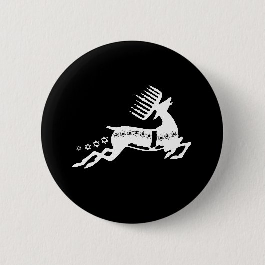 Badge Rond 5 Cm Chrismukkah Reindeer blanc (Devant)