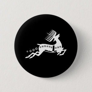 Badge Rond 5 Cm Chrismukkah Reindeer blanc