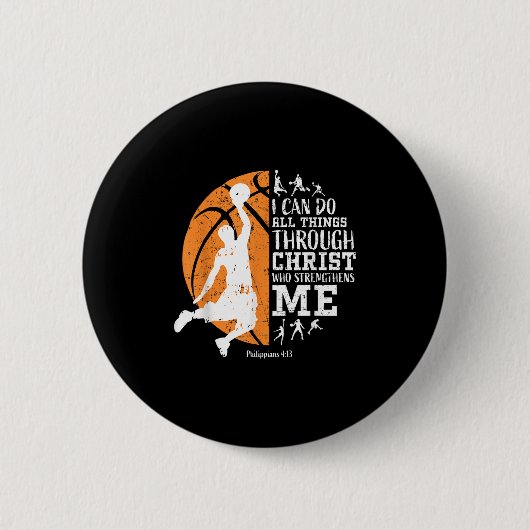Badge Rond 5 Cm Christian Basketball I Can Do All Things Through C (Devant)