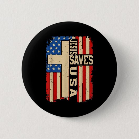 Badge Rond 5 Cm Christian Faith Jesus Save Usa Patriotic American (Devant)