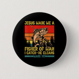 Badge Rond 5 Cm Christian Fishman Jésus M'A Fait Un Fisher D'Homme