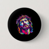 Badge Rond 5 Cm Christian God Christus Religious Believe Blessed F (Devant)