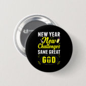 Badge Rond 5 Cm Christian Happy New Year New Challenges Same Great (Devant & derrière)