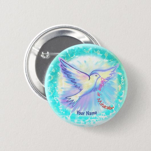 Badge Rond 5 Cm Christian Miracles Dove (Devant & derrière)