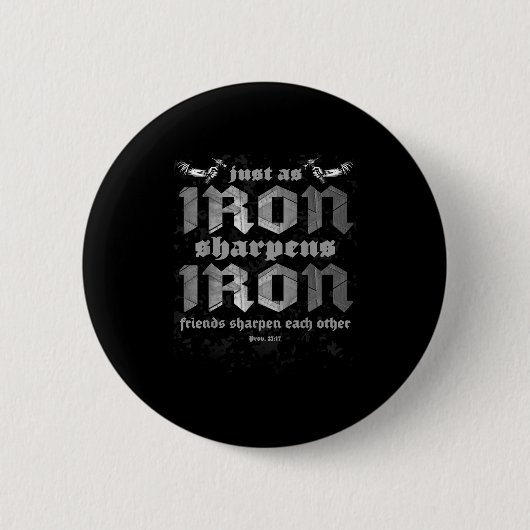 Badge Rond 5 Cm Christian Papa Iron Sharpens Iron Bible Proverbes  (Devant)