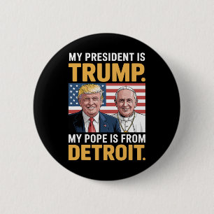 Badge Rond 5 Cm Christianisme Patriotique Trump Détroit Pape 