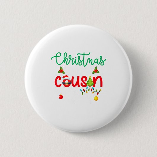 Badge Rond 5 Cm Christmas 2025 Cousin Crew Xmas Lights Matching Fa (Devant)